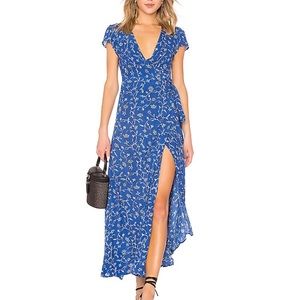 Amuse Society Blue Floral Wrap Dress